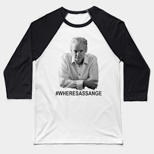 Portrait "Where's Assange" Baseball T-Shirt